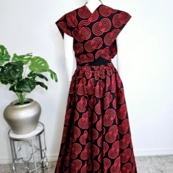 African Ankara Print Maxi Skirt Dress: Convertible Cotton Sundress with Pockets - Picture 5 of 5